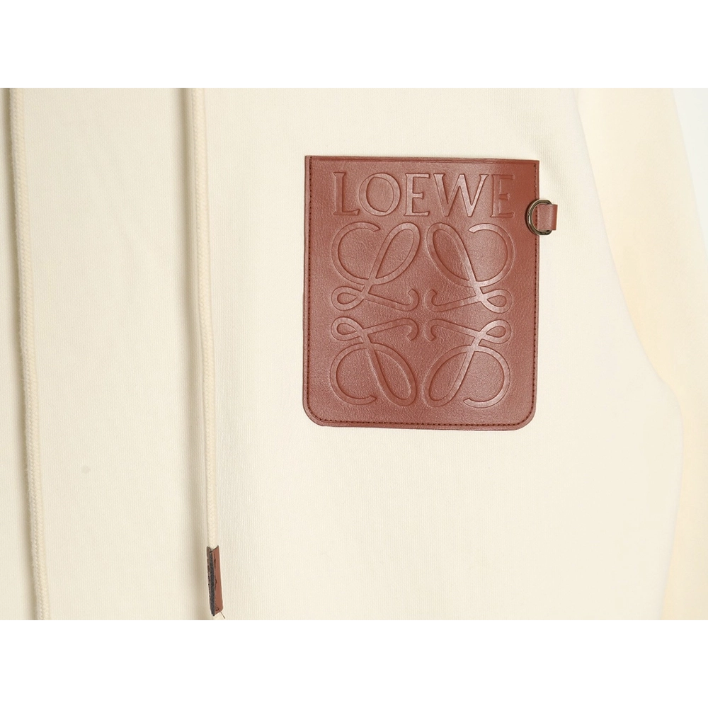 Loewe hooded sweatshirt with embossed logo on chest and leather pockets,Cheap Replica Reps Loewe