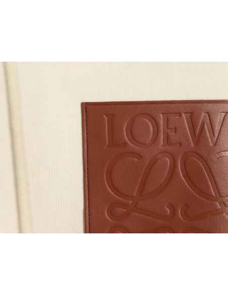 Loewe hooded sweatshirt with embossed logo on chest and leather pockets,Cheap Replica Reps Loewe
