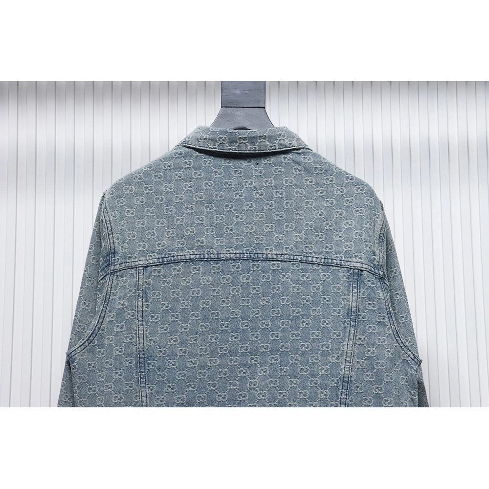 Gucci Double G jacquard denim jacket,Cheap Replica Reps Gucci
