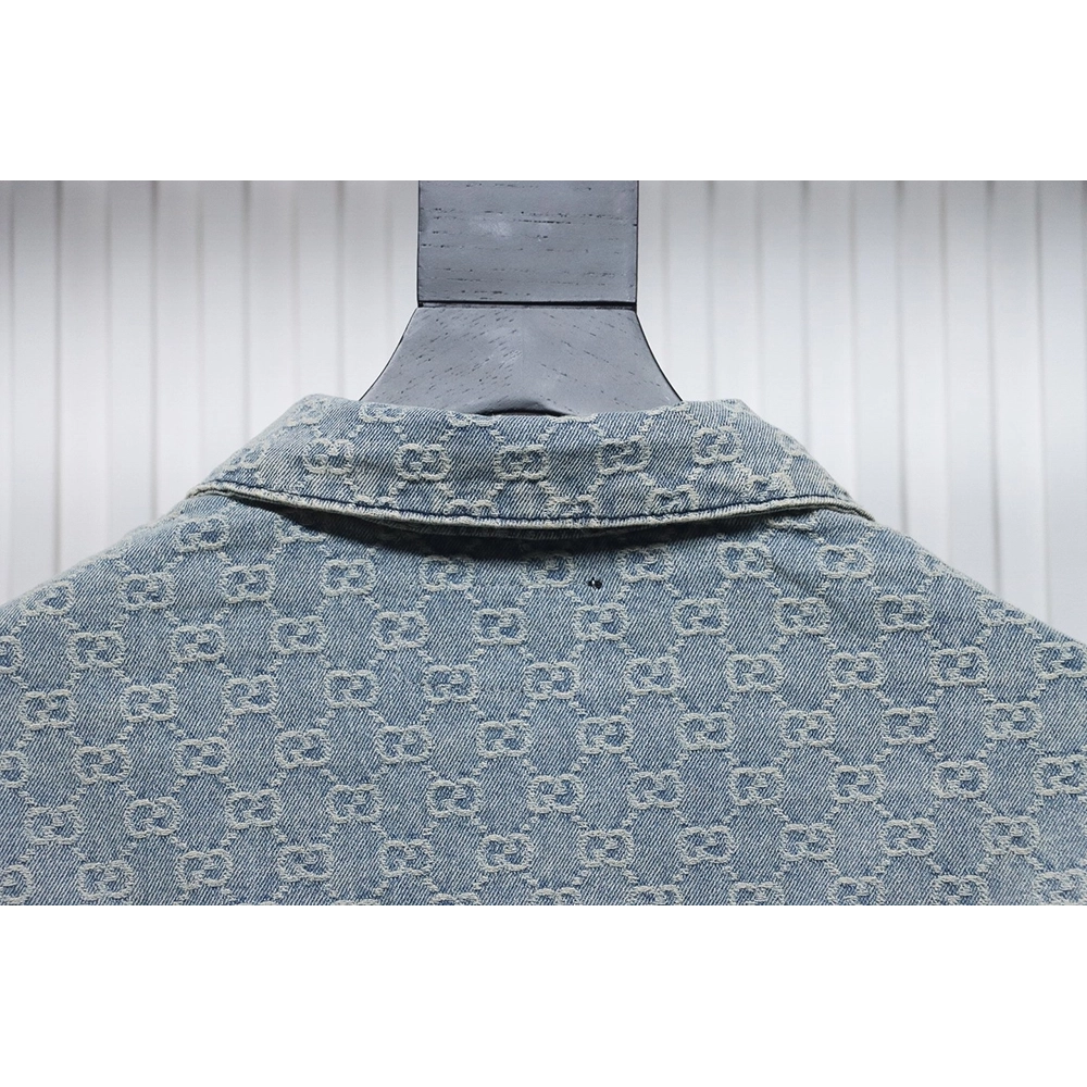 Gucci Double G jacquard denim jacket,Cheap Replica Reps Gucci