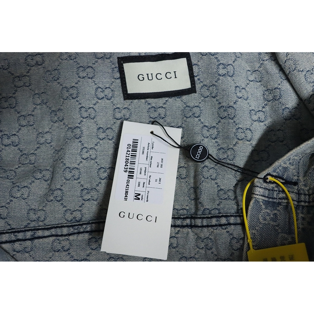 Gucci Double G jacquard denim jacket,Cheap Replica Reps Gucci