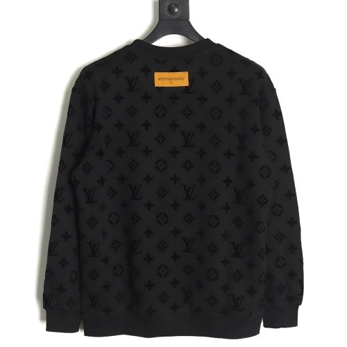 Louis Vuitton all over print monogram flocked round neck sweatshirt TSK2,Cheap Replica Reps Louis Vuitton