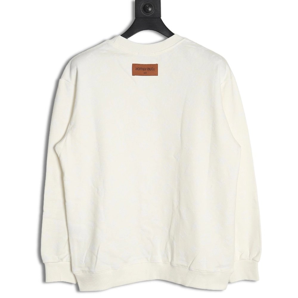 Louis Vuitton all over print monogram flocked round neck sweatshirt,Cheap Replica Reps Louis Vuitton