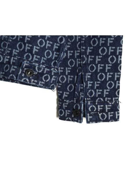 Offwhite allover print OFF jacquard denim jacket,Cheap Replica Reps Off White