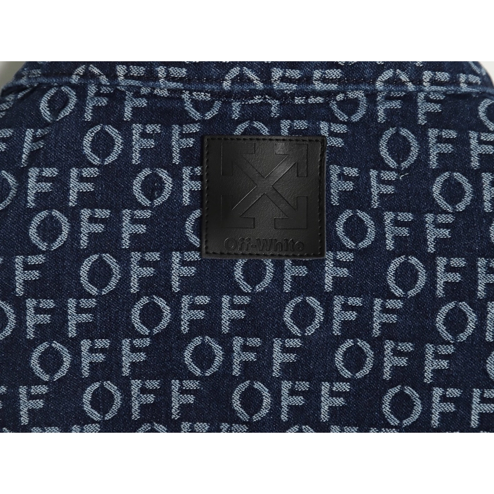 Offwhite allover print OFF jacquard denim jacket,Cheap Replica Reps Off White