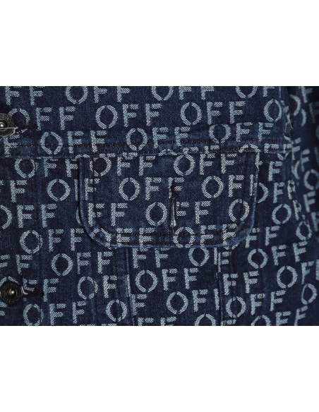 Offwhite allover print OFF jacquard denim jacket,Cheap Replica Reps Off White