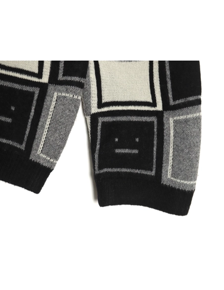 Acne studios square smiley face crew neck sweater TSK1,Cheap Replica Reps Acne Studios