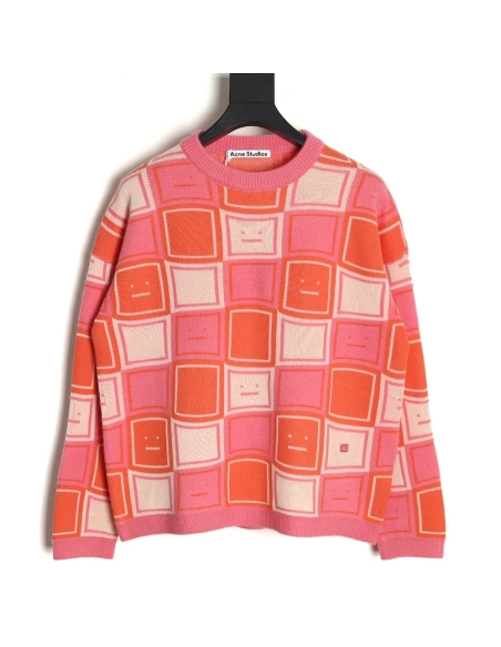 Acne studios square smiley face crew neck sweater,Cheap Replica Reps Acne Studios