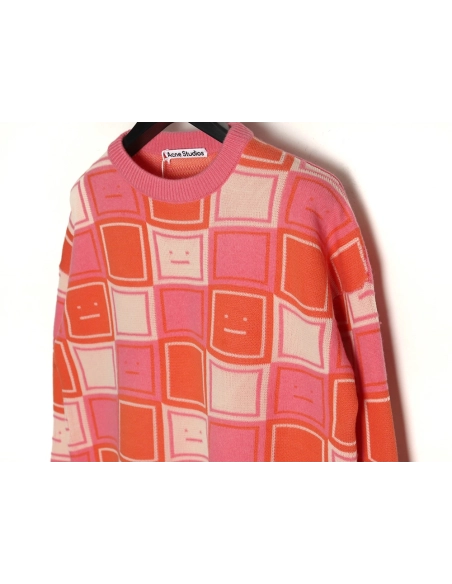 Acne studios square smiley face crew neck sweater,Cheap Replica Reps Acne Studios