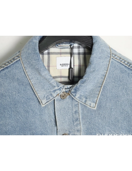 Burberry Classic Embroidered Bear Logo Denim Jacket,Cheap Replica Reps Burberry