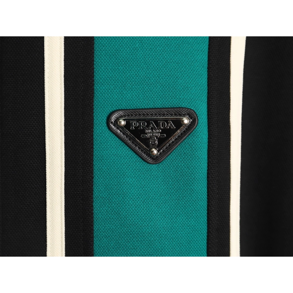 Prada side triangle logo green webbing zipper jacket,Cheap Replica Reps Prada