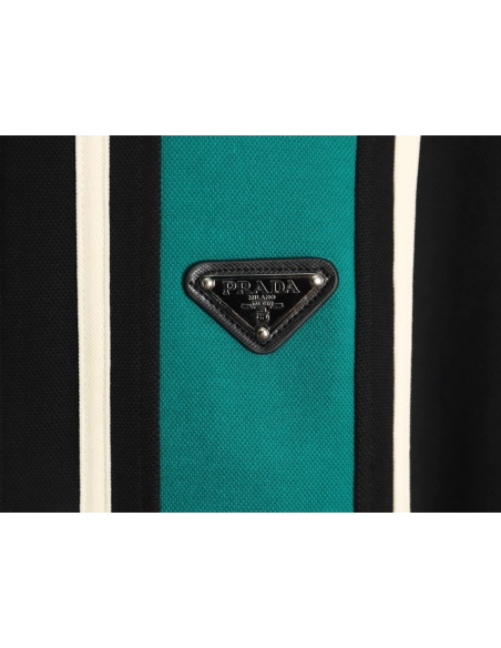 Prada side triangle logo green webbing zipper jacket,Cheap Replica Reps Prada