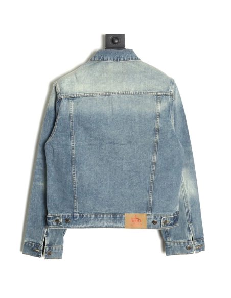 Prada triangle logo washed denim jacket,Cheap Replica Reps Prada