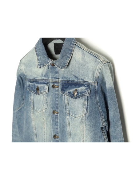 Prada triangle logo washed denim jacket,Cheap Replica Reps Prada