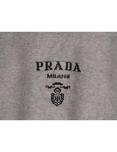 Prada sweater with floral logo on chest TSK1,Cheap Replica Reps Prada