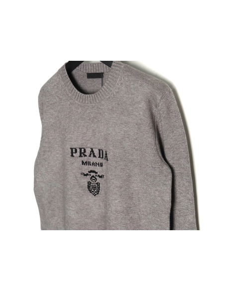 Prada sweater with floral logo on chest TSK1,Cheap Replica Reps Prada