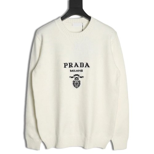 Prada sweater with floral logo on chest,Cheap Replica Reps Prada