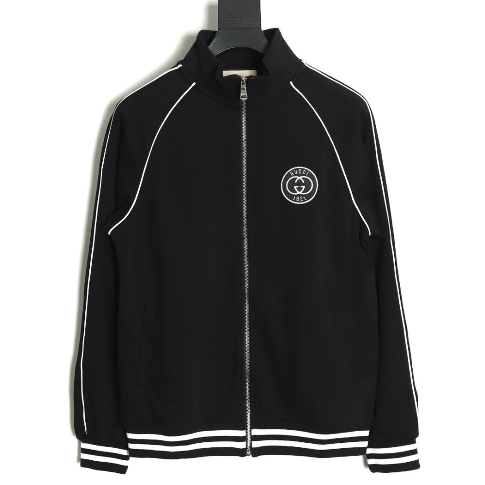 Gucci 1921 Double G Web zipup jacket,Cheap Replica Reps Gucci
