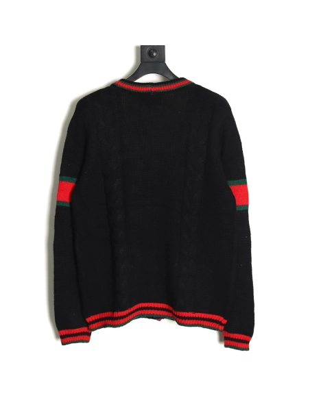 Gucci Red and Green Striped Cardigan Sweater TSK1,Cheap Replica Reps Gucci