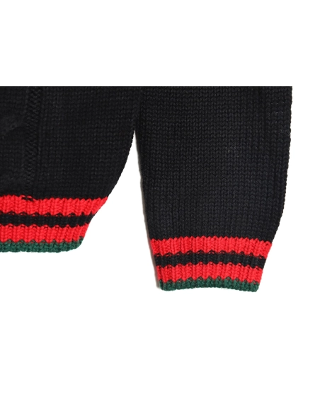 Gucci Red and Green Striped Cardigan Sweater TSK1,Cheap Replica Reps Gucci