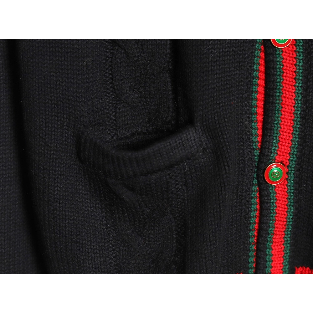 Gucci Red and Green Striped Cardigan Sweater TSK1,Cheap Replica Reps Gucci