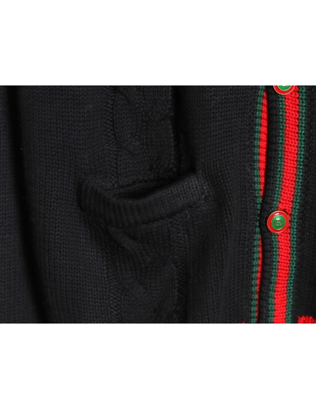 Gucci Red and Green Striped Cardigan Sweater TSK1,Cheap Replica Reps Gucci