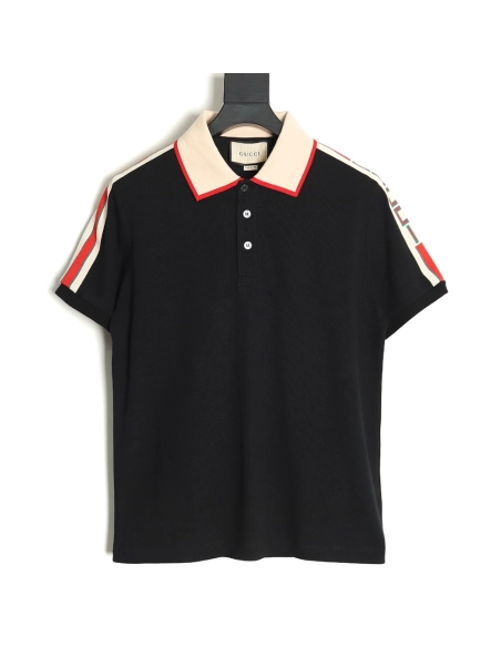 Gucci classic shoulder jacquard webbing Polo short sleeve,Cheap Replica Reps Gucci