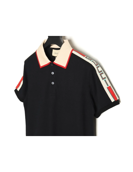 Gucci classic shoulder jacquard webbing Polo short sleeve,Cheap Replica Reps Gucci