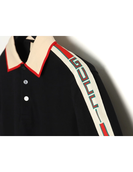 Gucci classic shoulder jacquard webbing Polo short sleeve,Cheap Replica Reps Gucci