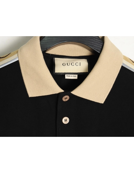Gucci reflective webbing polo short sleeve TSK1,Cheap Replica Reps Gucci