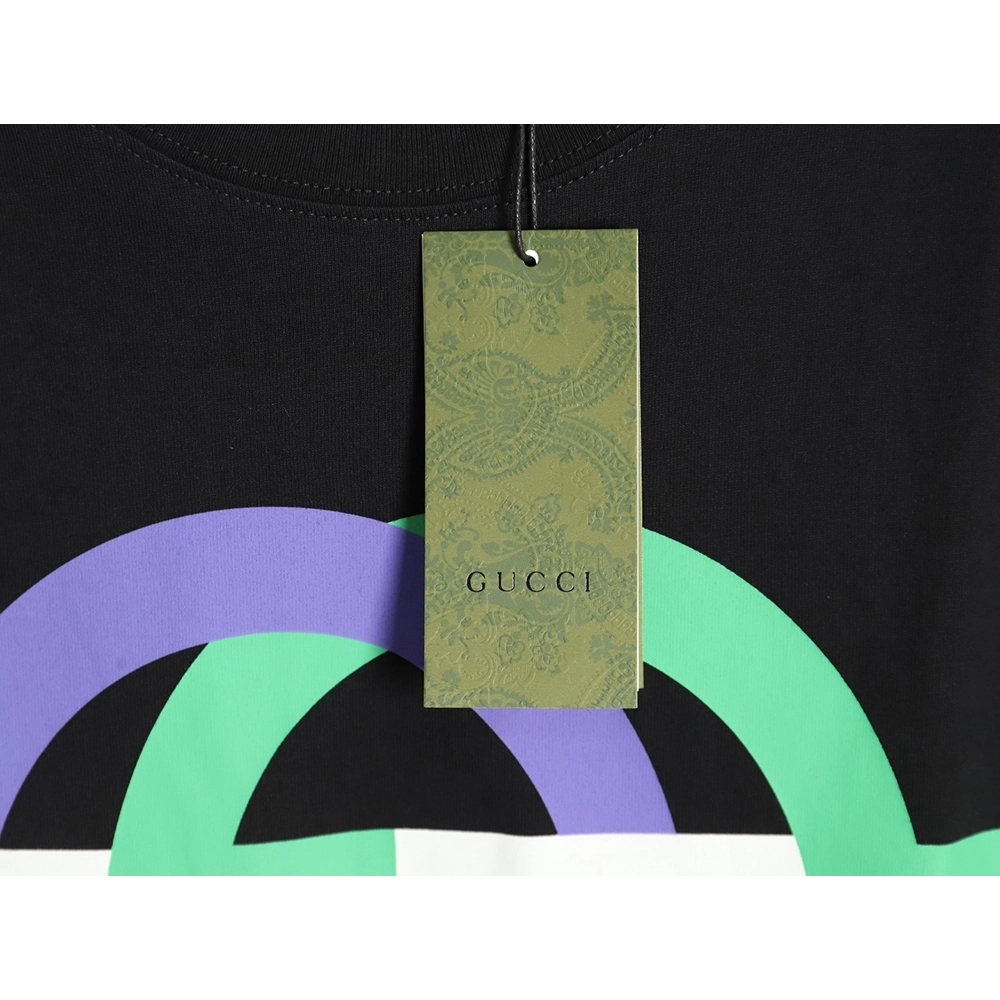 Gucci GG interlocking color block print shortsleeved Tshirt,Cheap Replica Reps Gucci