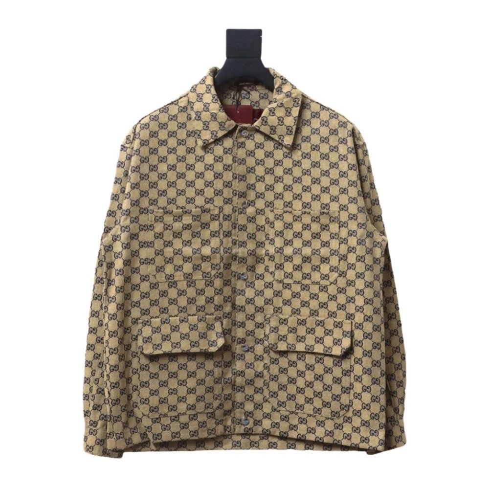Gucci Double G all over print multipocket lapel jacket TSK1,Cheap Replica Reps Gucci