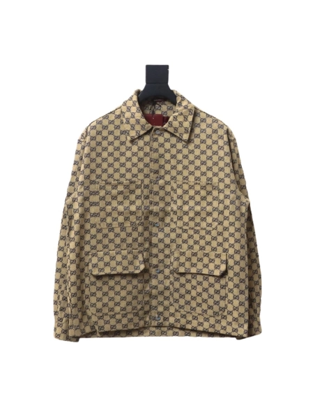 Gucci Double G all over print multipocket lapel jacket TSK1,Cheap Replica Reps Gucci