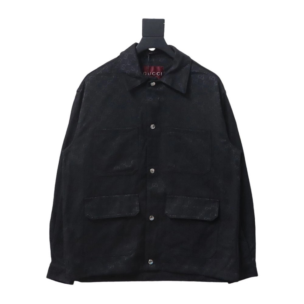 Gucci Double G all over print multipocket lapel jacket,Cheap Replica Reps Gucci