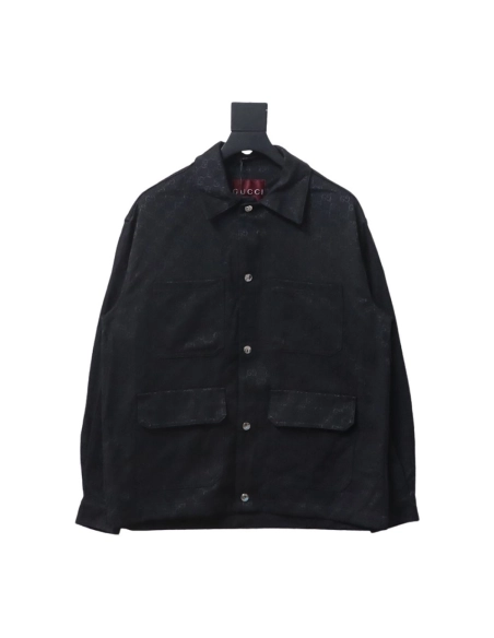 Gucci Double G all over print multipocket lapel jacket,Cheap Replica Reps Gucci