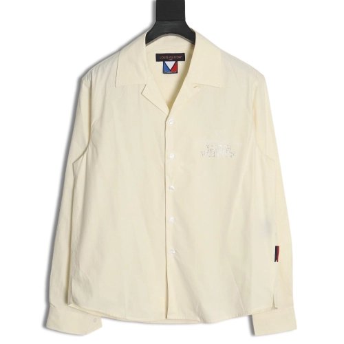 Louis Vuitton Beaded Embroidered Long Sleeve Shirt,Cheap Replica Reps Louis Vuitton