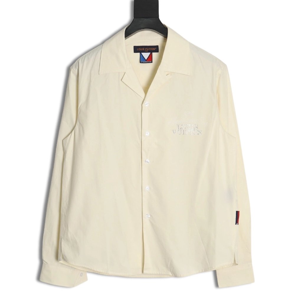 Louis Vuitton Beaded Embroidered Long Sleeve Shirt,Cheap Replica Reps Louis Vuitton
