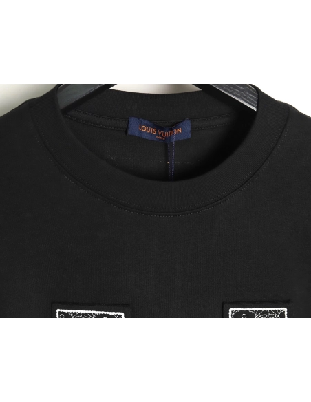 Louis Vuitton big logo monogram embroidered Tshirt TSK1,Cheap Replica Reps Louis Vuitton