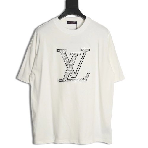 Louis Vuitton big logo monogram embroidered Tshirt,Cheap Replica Reps Louis Vuitton