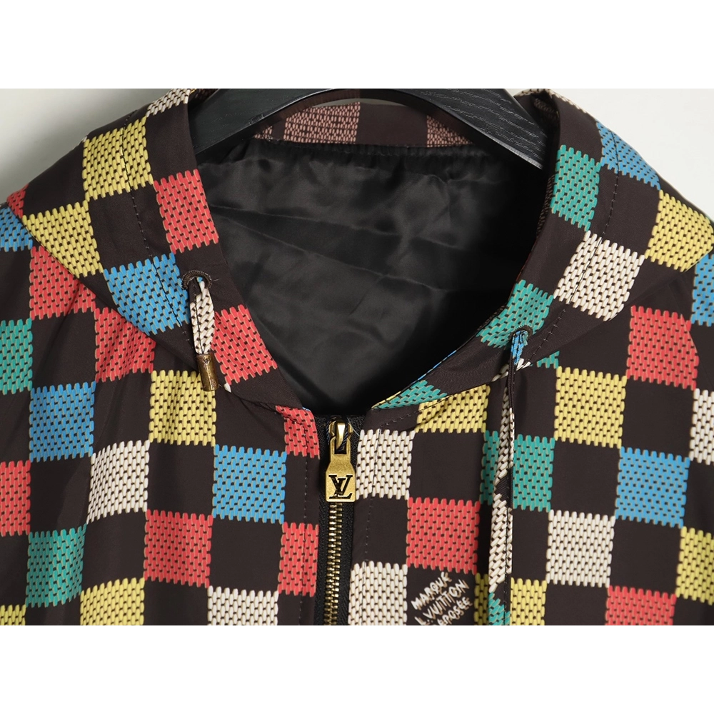 Louis Vuitton Checkerboard Hooded Windbreaker Jacket XSL,Cheap Replica Reps Louis Vuitton