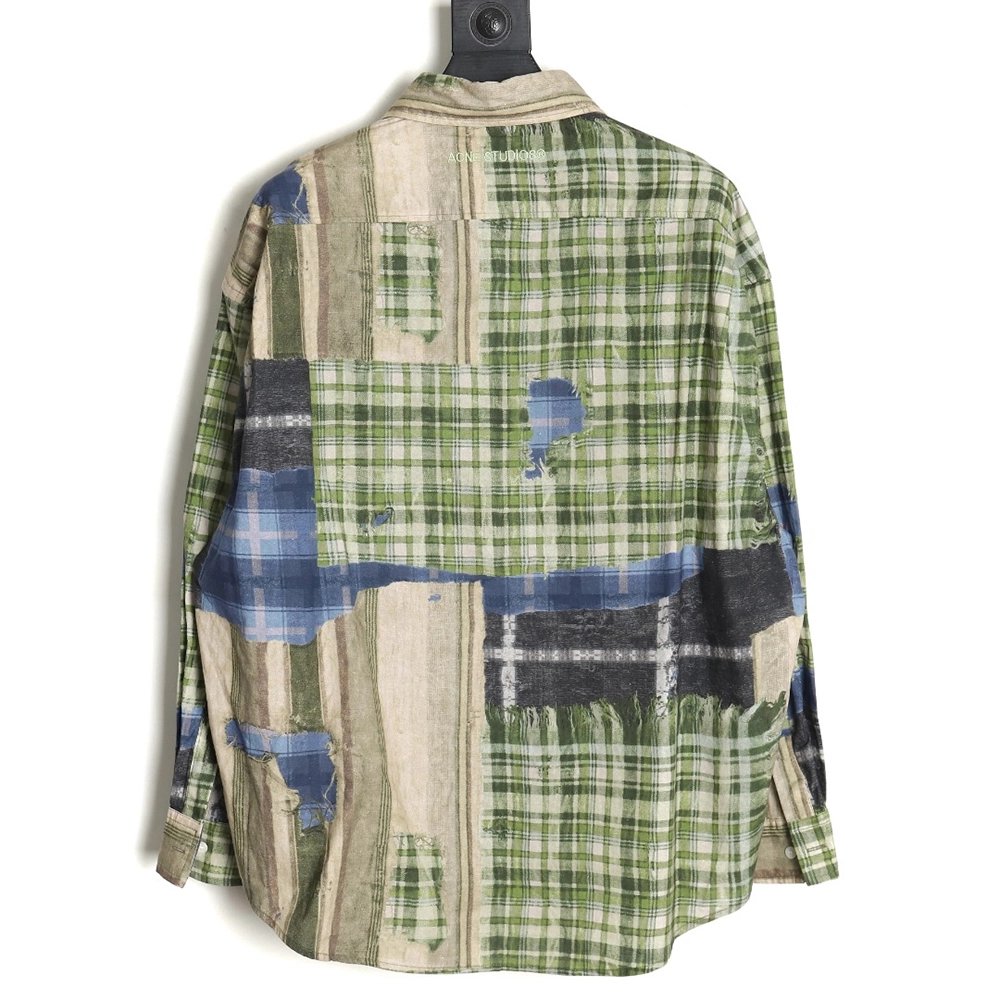 Acne studios patchwork checked shirt TSK1,Cheap Replica Reps Acne Studios