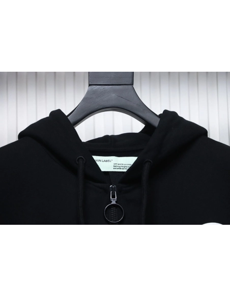 Offwhite Yellow Tape Zip Hoodie,Cheap Replica Reps Off White