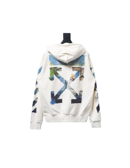 Offwhite painting print zipup hoodie,Cheap Replica Reps Off White