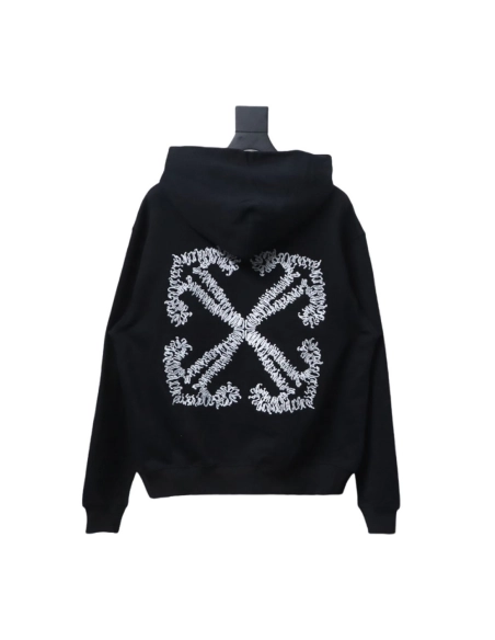 offwhite white embroidered arrows hoodie,Cheap Replica Reps Off White