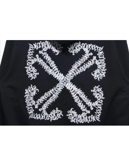 offwhite white embroidered arrows hoodie,Cheap Replica Reps Off White