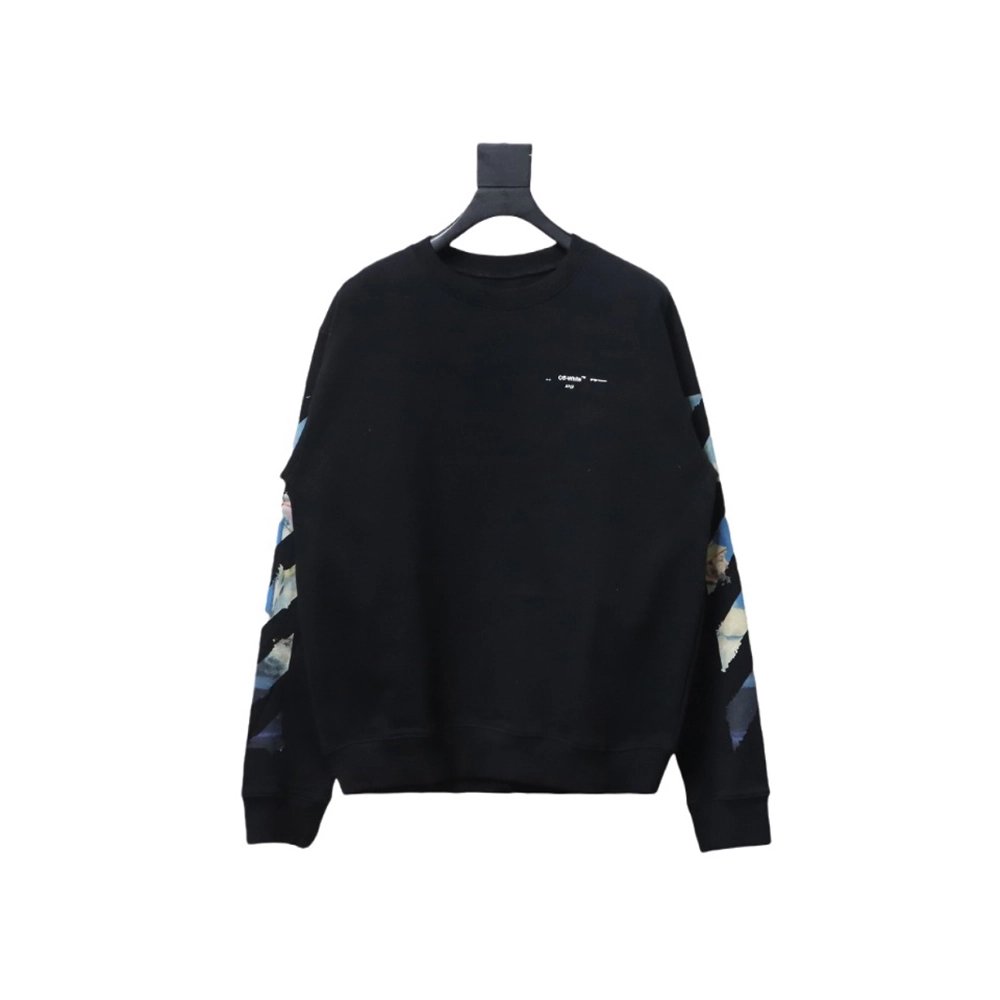 Off white oil painting print crew neck sweatshirt TSK1,Cheap Replica Reps Off White