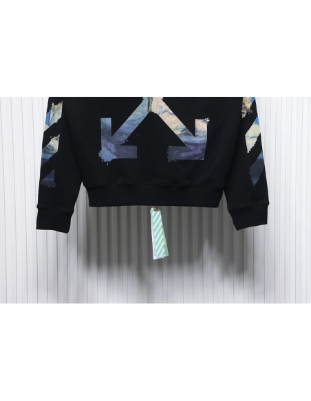 Off white oil painting print crew neck sweatshirt TSK1,Cheap Replica Reps Off White