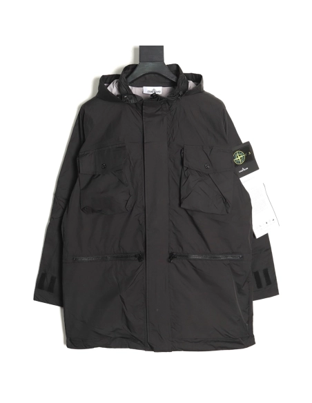 Stone Island MultiPocket Long Jacket ZipUp Jacket,Cheap Replica Reps Stone Island