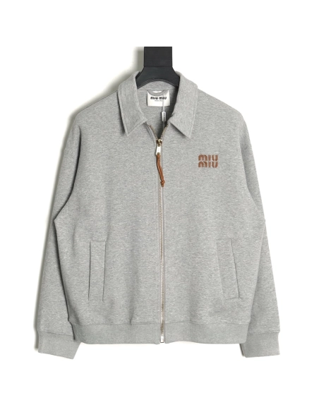 Miu Miu lettering patch zipup jacket,Cheap Replica Reps Miu Miu