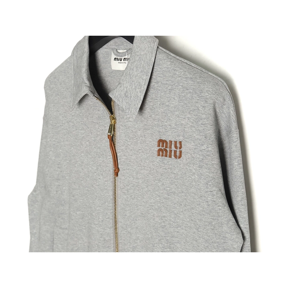 Miu Miu lettering patch zipup jacket,Cheap Replica Reps Miu Miu